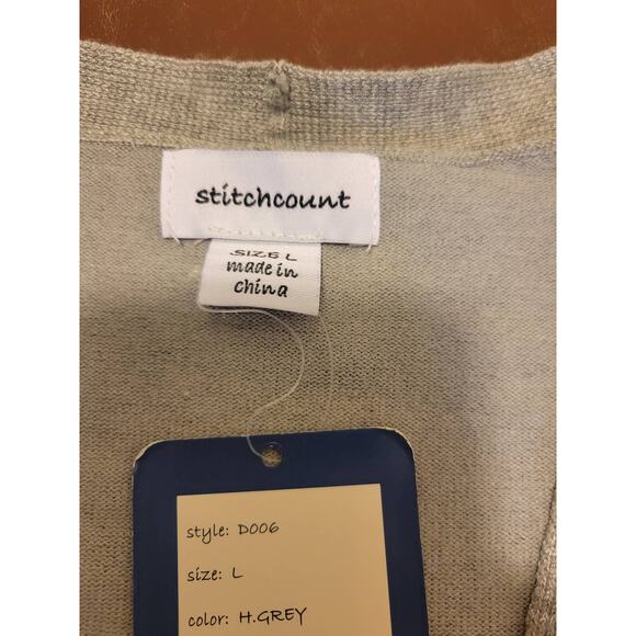 NEW Stitchcount Cardigan Sweater Gray Open Front  Closet core Women's Size Large - Picture 3 of 9
